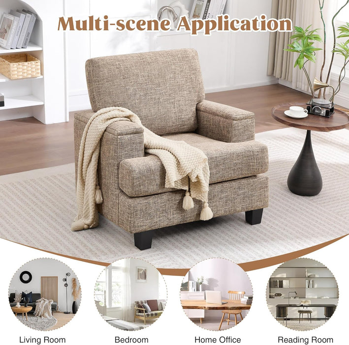 Yellowish Brown Accent Chairs With Armrest Storage