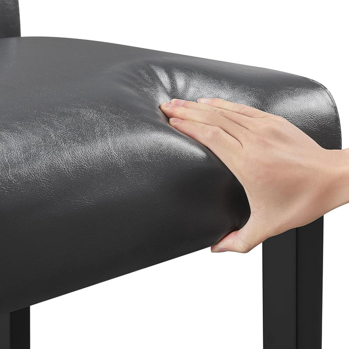 Button Tufted Dining Chairs Parsons Chair Set of 2, Faux Leather Dining Room Chairs Side Chairs High Back for Home Kitchen Living Room, Gray