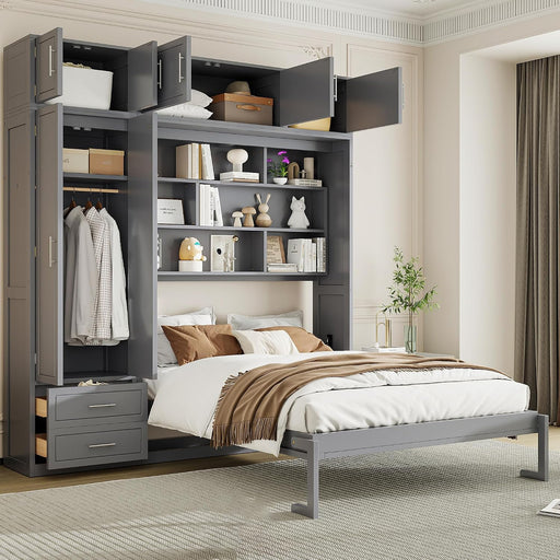 Queen Size Murphy ConvertiblePlatformBed GrayFinish