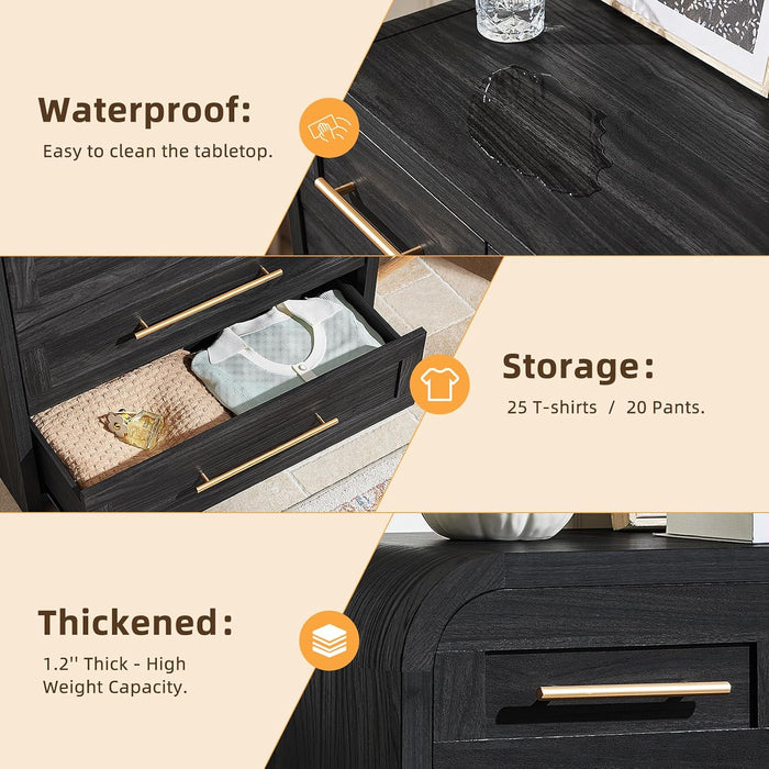 Chest of Drawers, Curved Dresser for Bedroom Small Dressers
