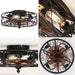Caged Flush Mount Ceiling Fan with Lights, Farmhouse Rustic Bladeless Ceiling Fans with Lights and Remote, Low Profile Small Enclosed Ceiling Fan with Light for Bedroom, Kitchen, Black