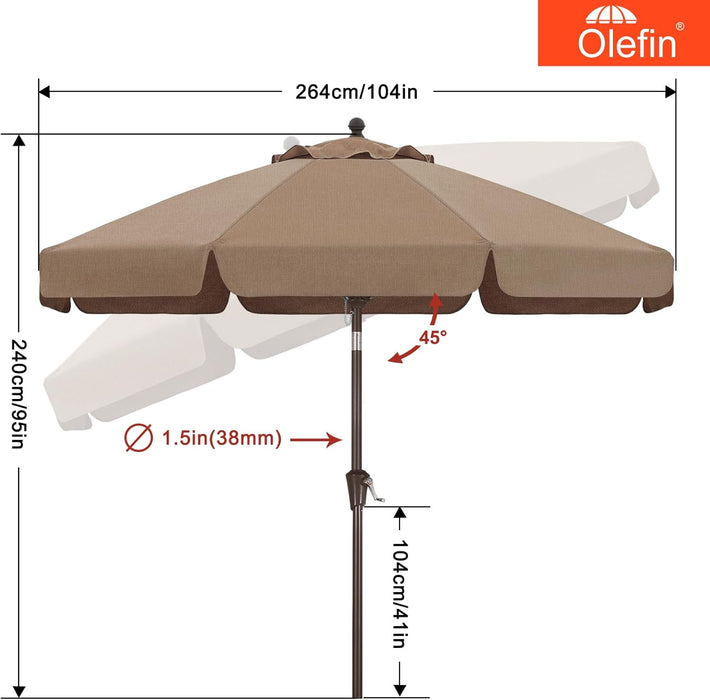 9Ft Olefin Valance Patio Umbrella Light Brown
