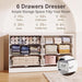 6 Drawers Dresser for Bedroom, Modern Chest of Drawers Organizer