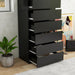 Black 6 Drawer Handleless Dresser Storage Organizer