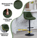 Faux Leather Adjustable Bar Stools Set of 3, Modern Swivel Barstools with Back, Black Metal Base and Footrest, Upholstered Armless Bar Chairs for Kitchen Island/Dining/Pub, Green