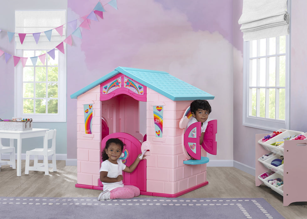 Rainbow & Unicorn Plastic Indoor/Outdoor Playhouse with Easy Assembly, Pink