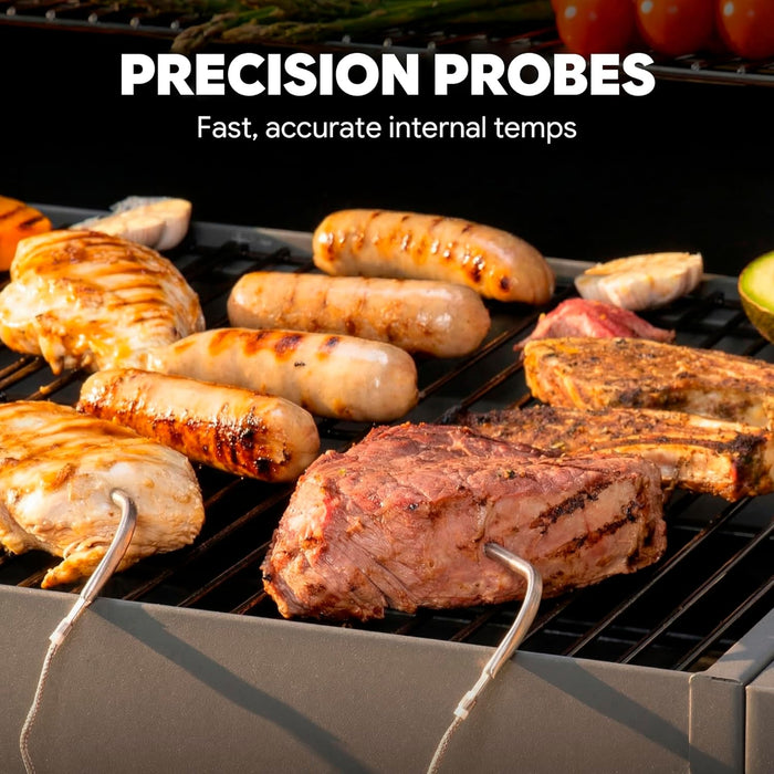 30-Inch Heavy-Duty Charcoal Grill with Digital Temperature Control & 2 Meat Probes, Outdoor BBQ Grill with Offset Smoker, 832 Sq. In. Cooking Space for Backyard BBQ, Black & Grey