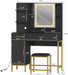 Makeup Vanity Desk, Vanity Desk with Lights in 3 Colors, Vanity Table with Charging Station, Visible Drawers, Black