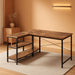 47 Inches L Shaped Desk, Computer Desk with Reversible Storage Shelves, Gaming Desk, Corner Desk Home Office Desks, Writing Desk Study Desk with Metal Frame, Rustic Brown