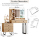 Large Vanity Desk with 3 Color Touch Screen Dimming Mirror, Vanity Desk with Charging Station, Modern Retractable Makeup Dressing Table, Makeup Table with Storage Shelves and 5 Sliding Drawers, Oak