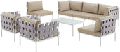 Harmony 8-Piece Aluminum Outdoor Patio Furniture Sectional Sofa Set with Cushions in White Beige