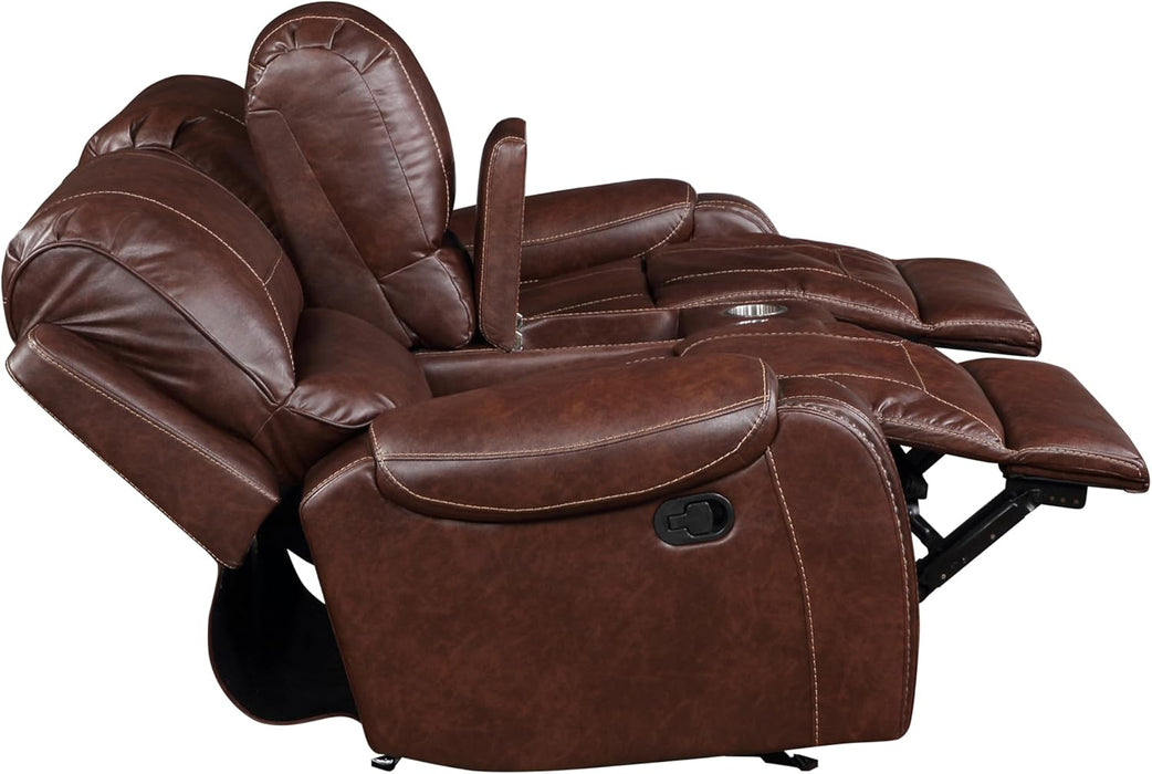 Brown Glider Recliner Loveseat with USB