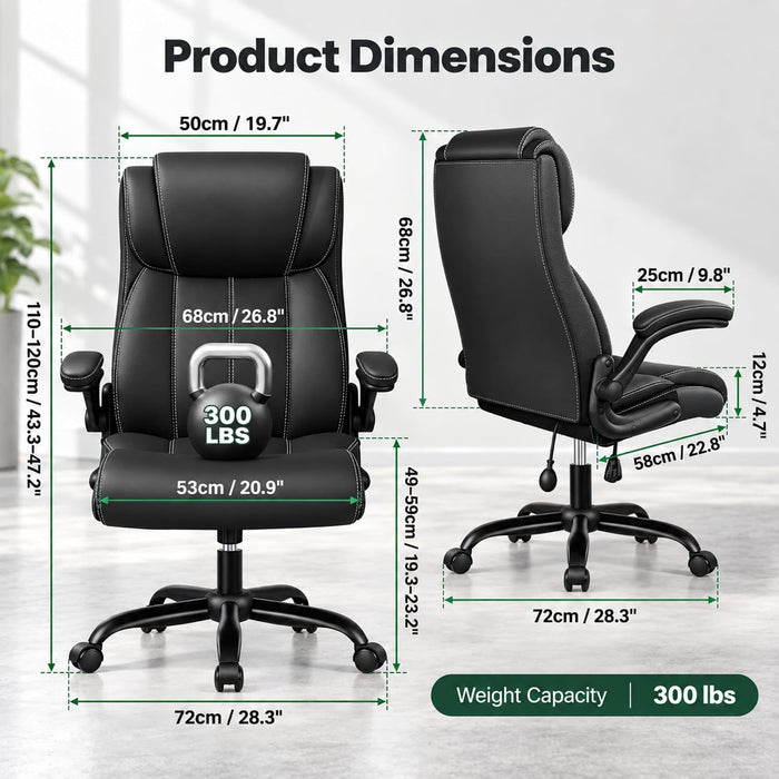 Ergonomic Office Chair, Comfy High Back PU Leather Desk Chair