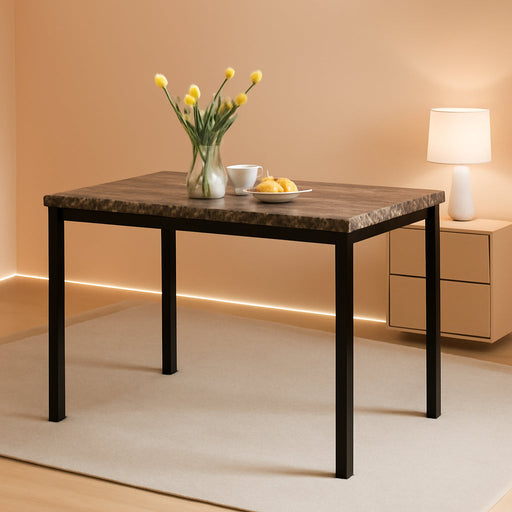 Noyes Metal Dining Table with Laminated Faux Marble Top