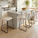 Bar Stools Set of 2, 26" Counter Height Bar Stools with Back, Modern Linen Fabric Upholstered Barstools with Metal Frame & Footrest for Kitchen Island, Home Bar, Beige