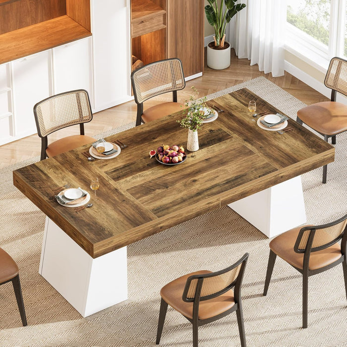 Two Tone 55Inch Solid WalnutFinish DoublePedestal Table