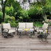 5-Piece Patio Conversation Set, Swivel Chairs Loveseat Khaki