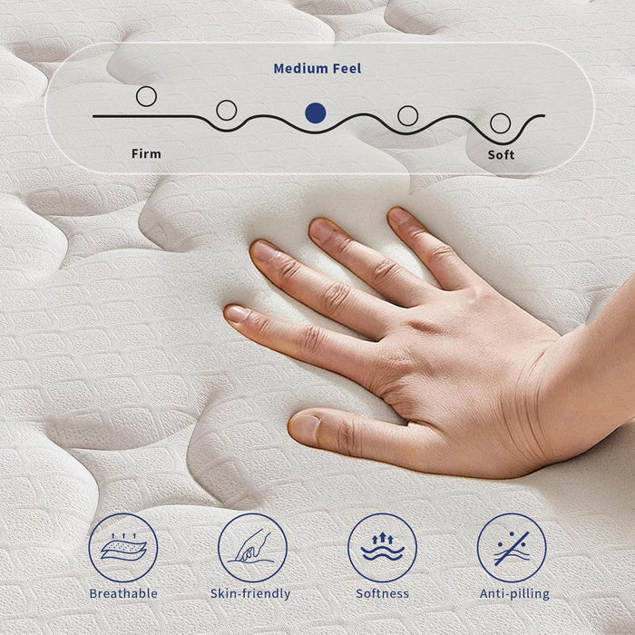 Queen Mattress, 12 Inch Queen Size Mattresses in a Box, Individually Wrapped Pocket Coils for Isolate Motion,Pressure Relief, Certipur-Us Certified, Support Comfort & Medium Firm