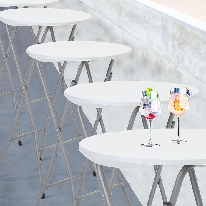 Foldable White Round Cocktail Tables 23.6x44 Inches