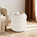 round Ottoman with Storage, Plush Teddy Boucle Footstool for Living Room, Soft Vanity Stool with Hidden Compartment, Circular Foot Rest for Bedroom & Dorm Decor, White
