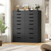 44.5" Tall Black Dresser, 8 Drawer Dresser with Groove Handles