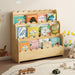 3-Tier Solid Pine Wood Scalloped Bookshelf, Natural | Montessori Bookshelf, Wooden Book Shelf Organizer, Display Furniture, for Playroom, Nursery and Classroom