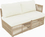 Outdoor Patio Furniture Set, PE Rattan Wicker Conversation Sofa Set with Iron Frame Cushions and Glass Top Coffee Table, Modular Backyard Balcony Seating Set, Dark Beige