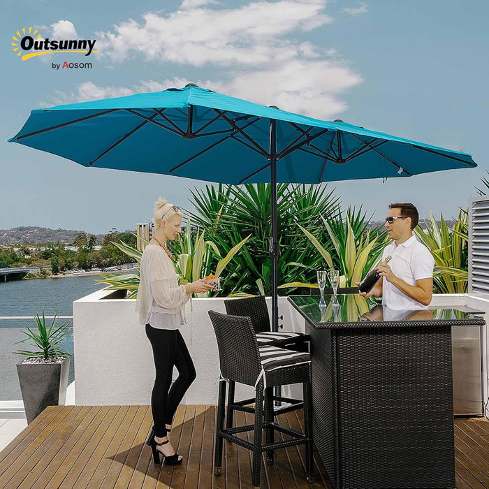 Extra Large 15 Ft Patio Umbrella, Double-Sided Wide Outdoor Umbrella with Crank Handle and Air Vents for Backyard, Deck, Pool, Market, Cream White