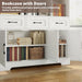 Bookshelf with Drawers & Doors, Tall Bookshelf with Storage, Bookcase with Cabinets for Home Office, Living Room, White