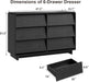 Black 6 Drawer Dresser for Bedroom, 47.2" Modern Wood Dresser with Handle-Free and Curved-Edge Design, Chests of Drawers with Large Capacity