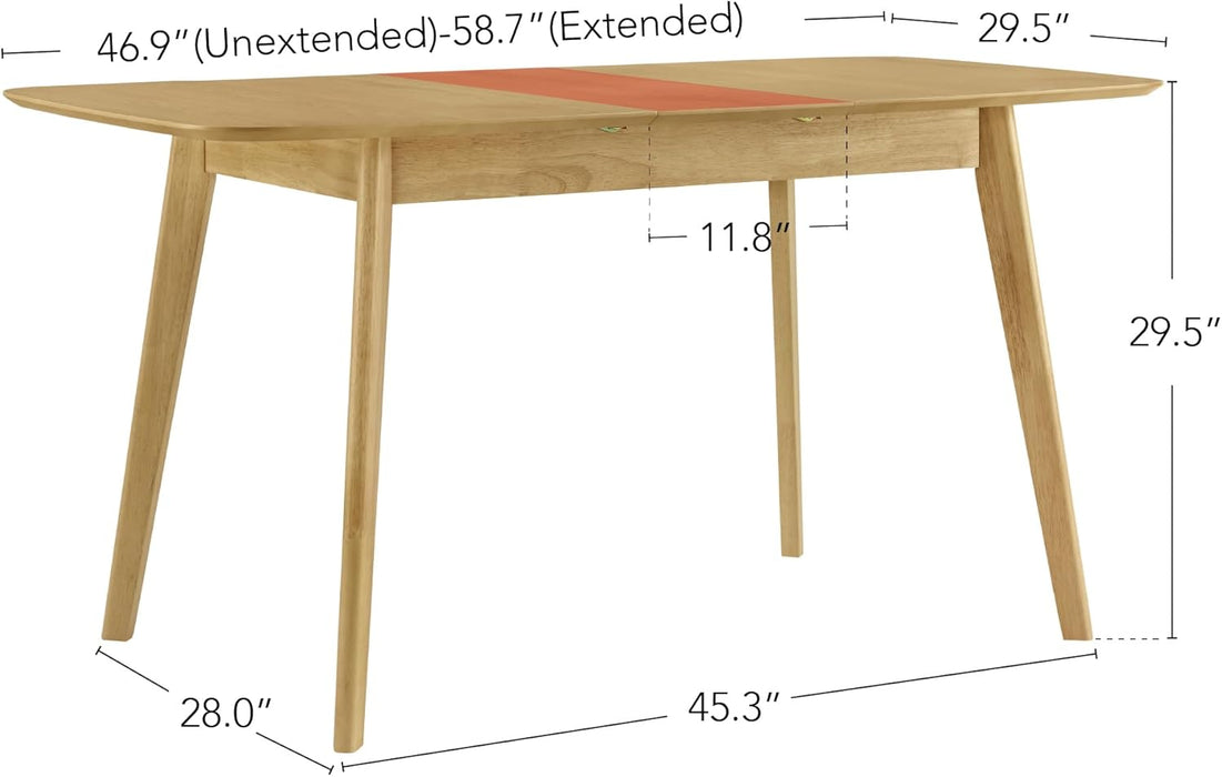 Extendable Dining Table FortySevenToFiftyNineInches Oak Veneer