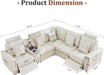 Oversized Modular Sectional Sofa with 2 Power Reclining, Electric Recliner Couch with Storage Console and Adjustable Headrest, Faux Leather 5 Seat Corner Sofa for Living Room-Cream White