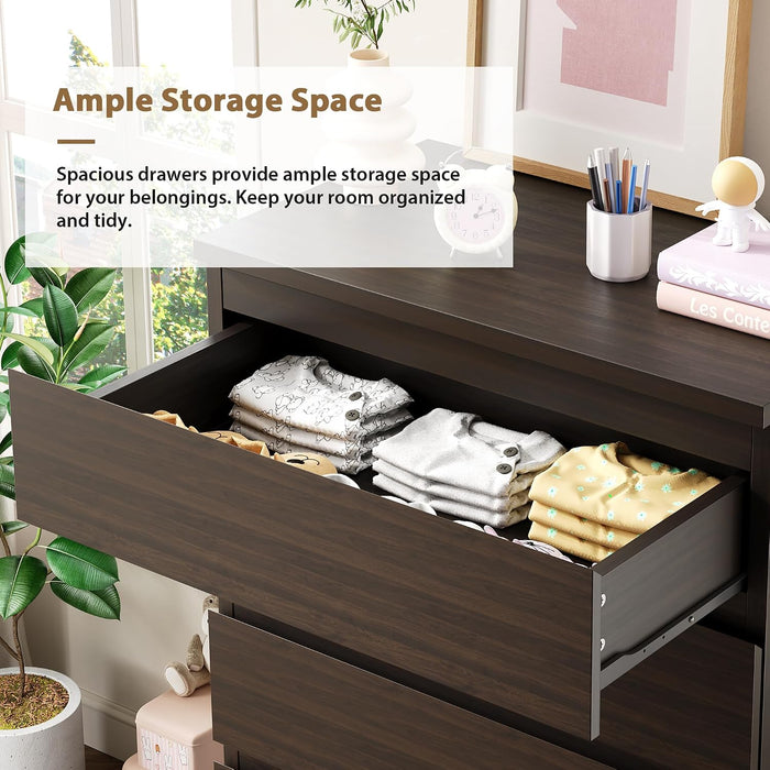 Modern 5 Drawer Dresser for Bedroom, 15" D X 23.7" W X 40.4" H in Simply Chest of Drawers (Brown)