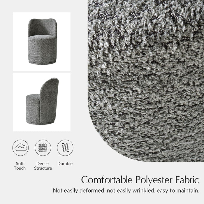 Boucle Swivel Dining Chair - Upholstered Barrel Kitchen Chairs with 360 Degree Rotation, Gray Modern Accent Vanity Chair for Dining Living Room, Bedroom, Makeup Room