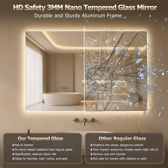 24"X36" LED Bathroom Mirror with Lights,Anti-Fog, Dimmable, Backlit,Cri>90