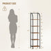 Narrow Bookshelf Five Tier Steel Frame WalnutFinish