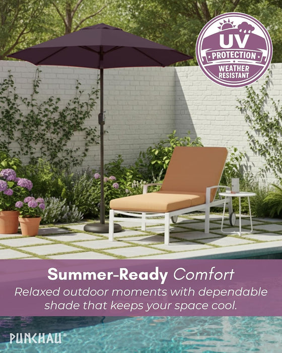 6 Ft Outdoor Patio Umbrella - Dark Purple Market Umbrella, Easy