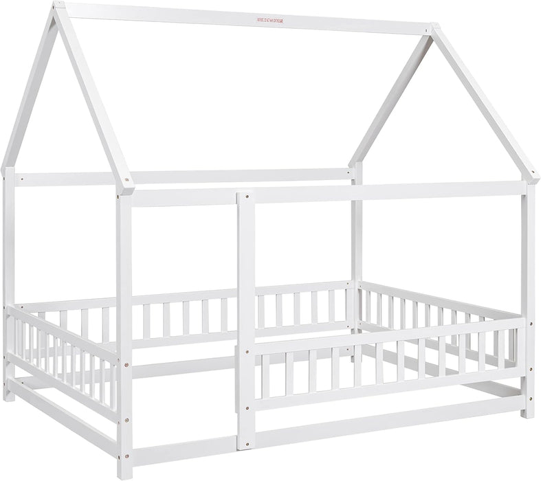 Full Size Wooden Montessori Farmhouse Playhouse Bed