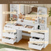 62" Makeup Vanity Desk with HD Lighted Mirror & Charging Station, White | 8 Drawers & Open Shelves, 3 Lighting Modes & Adjustable Brightness, Large Modern Dressing Table for Women & Girls