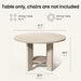 47 Inches round Dining Table for 4-6 People, White Oak Gray