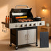 4 Burner Propane Gas Grill, 49,000 BTU Outdoor BBQ Grill with Cast Iron Grates & Griddle Combo, Large Cooking Area with Side Burner, Pullout Grease Tray, Portable for Backyard Patio