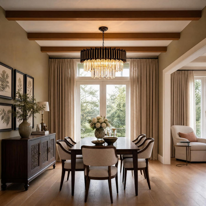 Black and Gold Crystal Chandelier - Modern Crystal Chandelier, W24