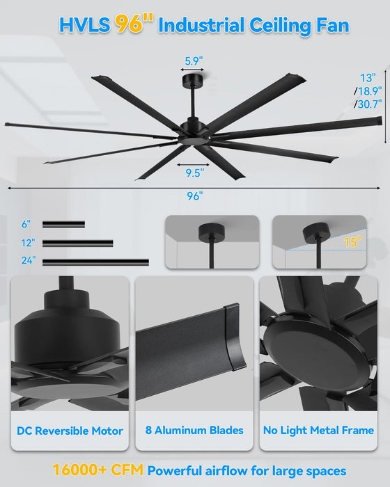 Large Commercial Industrial Ceiling Fan With Remote
