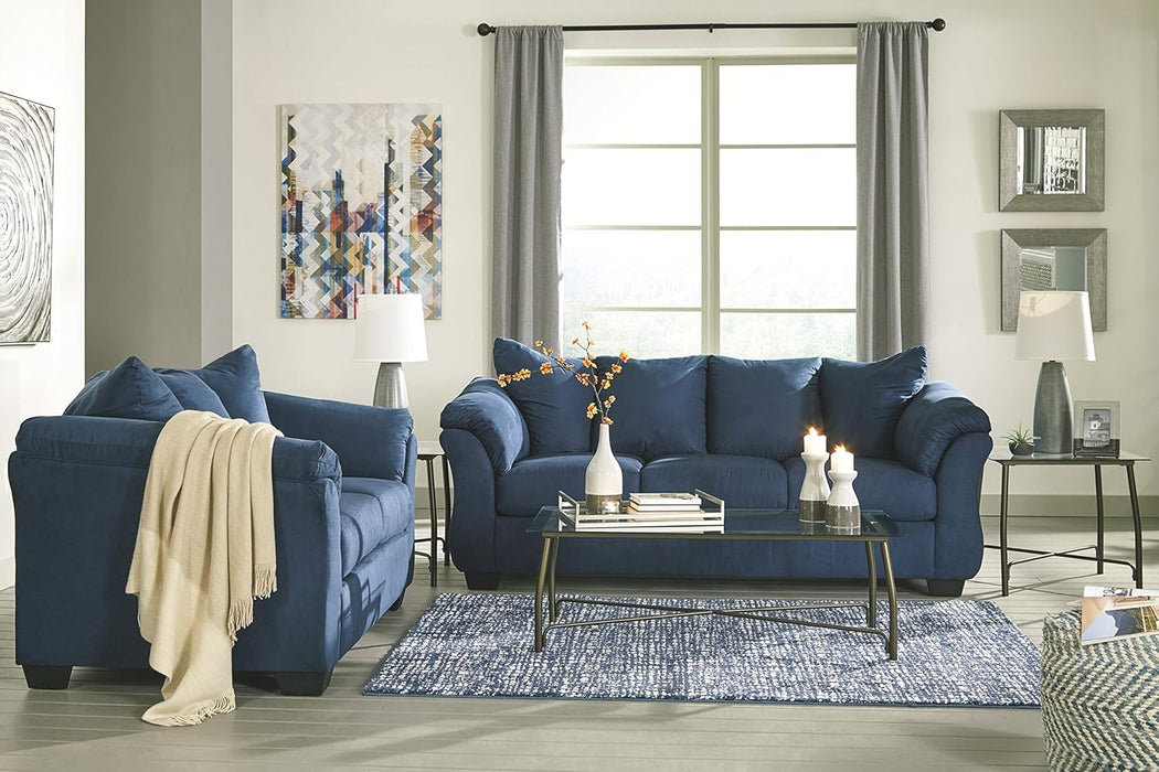 Plush Loveseat - Dark Blue