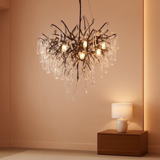 Crystal Chandeliers Adjustable Black Bronze Teardrop