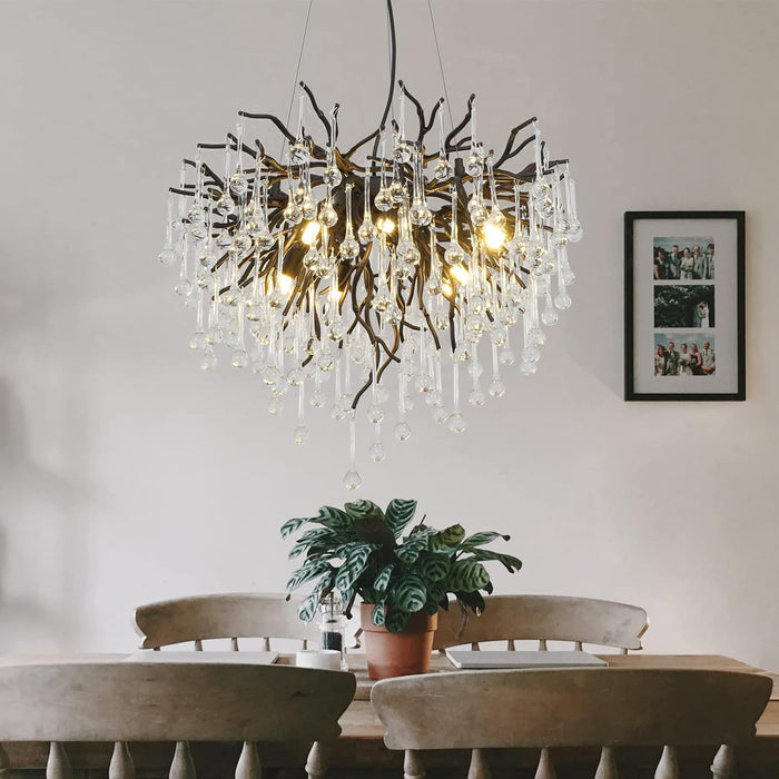 Crystal Chandeliers Adjustable Black Bronze Teardrop