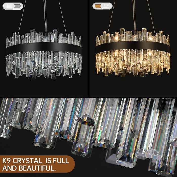 Black Crystalline Chandelier With 12 Lights 20Inch