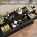 65" Large Sideboard Buffet Cabinet with Storage, Farmhouse Buffet Table Wine Coffee Bar Kitchen Storage Cabinet with 3 Drawers 4 Doors for Living Room, Kitchen, Dining Room, Black Oak