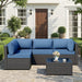 Patio Furniture Sets, 5-Piece Outdoor Patio Furniture with Thick Cushions, Wicker Outdoor Conversation Set Sectional Sofa for Backyard, Poolside, Garden, Aegean Blue