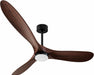 60" Ceiling Fan with Light, Walnut Wood-Look ABS Plastic Blades